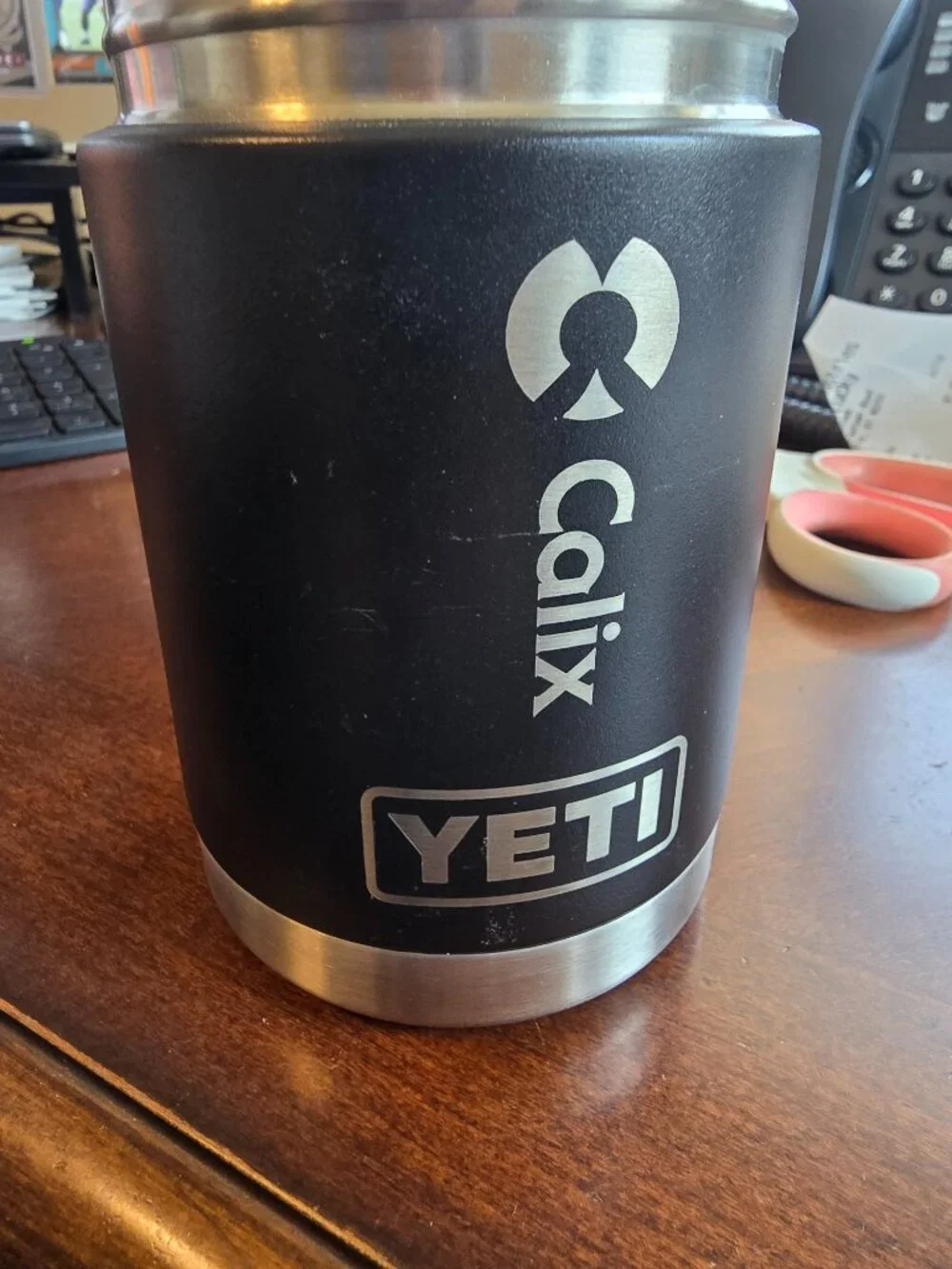Yeti Colster 12 oz Insulated Can Cooler Black Custom Calix Laser Engraved Base